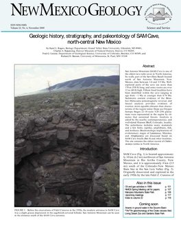 Geologic History, Stratigraphy, and Paleontology of SAM Cave, North-Central New Mexico