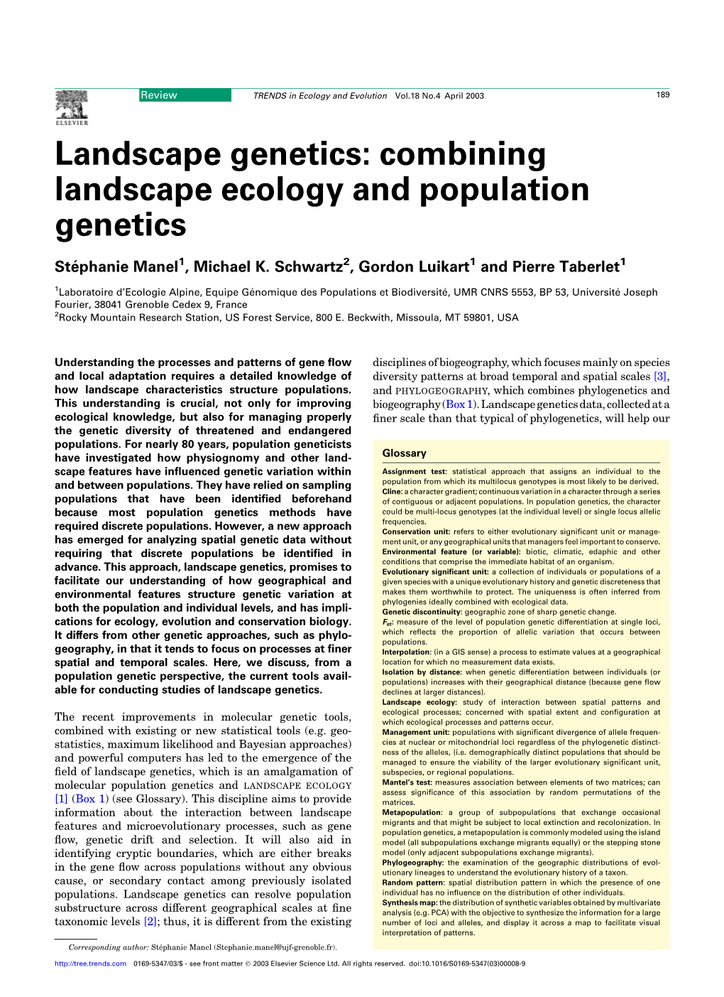Combining Landscape Ecology and Population Genetics