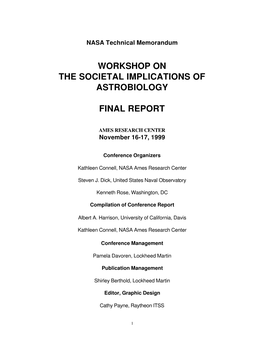 Workshop on the Societal Implications of Astrobiology