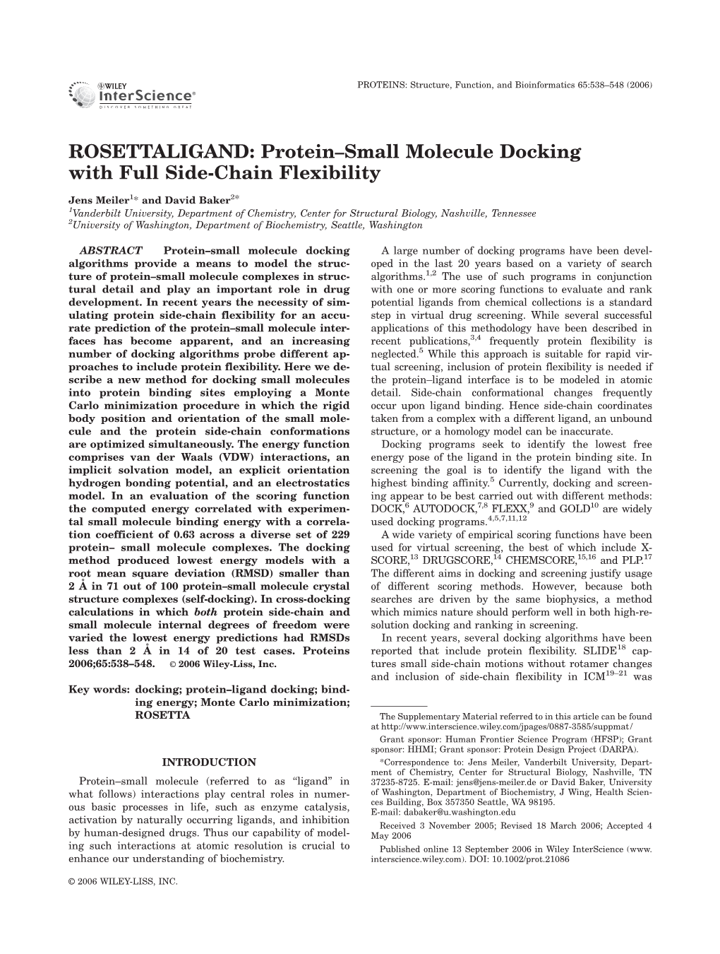 ROSETTALIGAND: Protein-Small Molecule Docking with Full Side