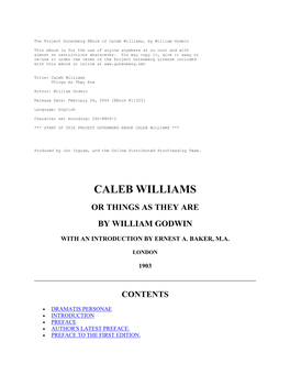 Caleb Williams, by William Godwin