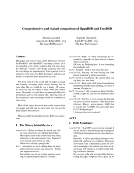 Comprehensive and Biaised Comparison of Openbsd and Freebsd