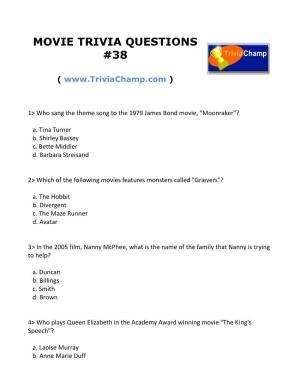 Movie Trivia Questions #38