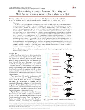 Determining Average Dinosaur Size Using the Most Recent Comprehensive Body Mass Data Set