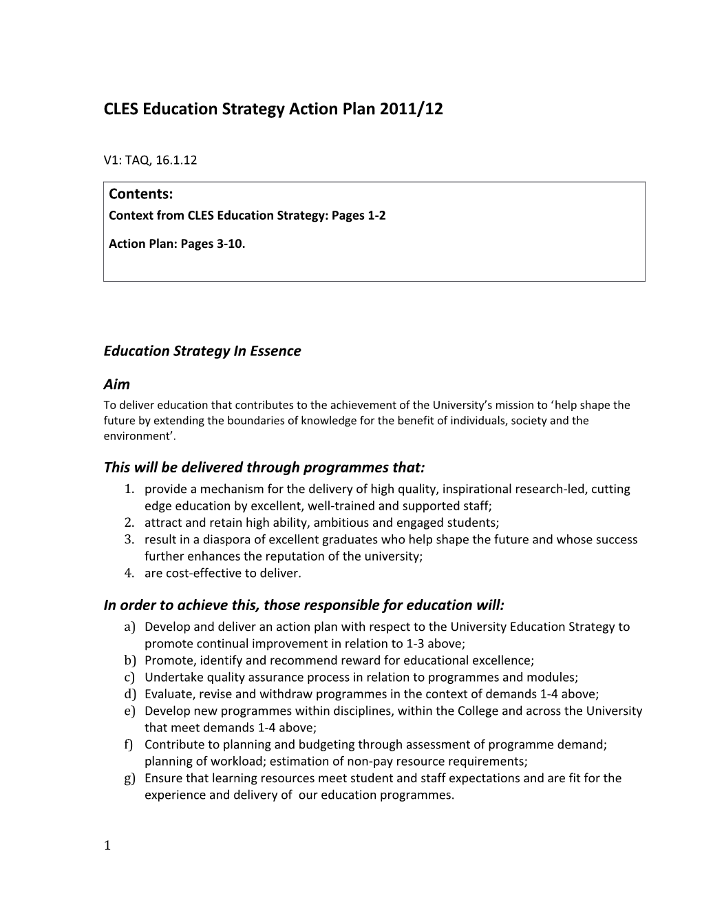 CLES Education Strategy