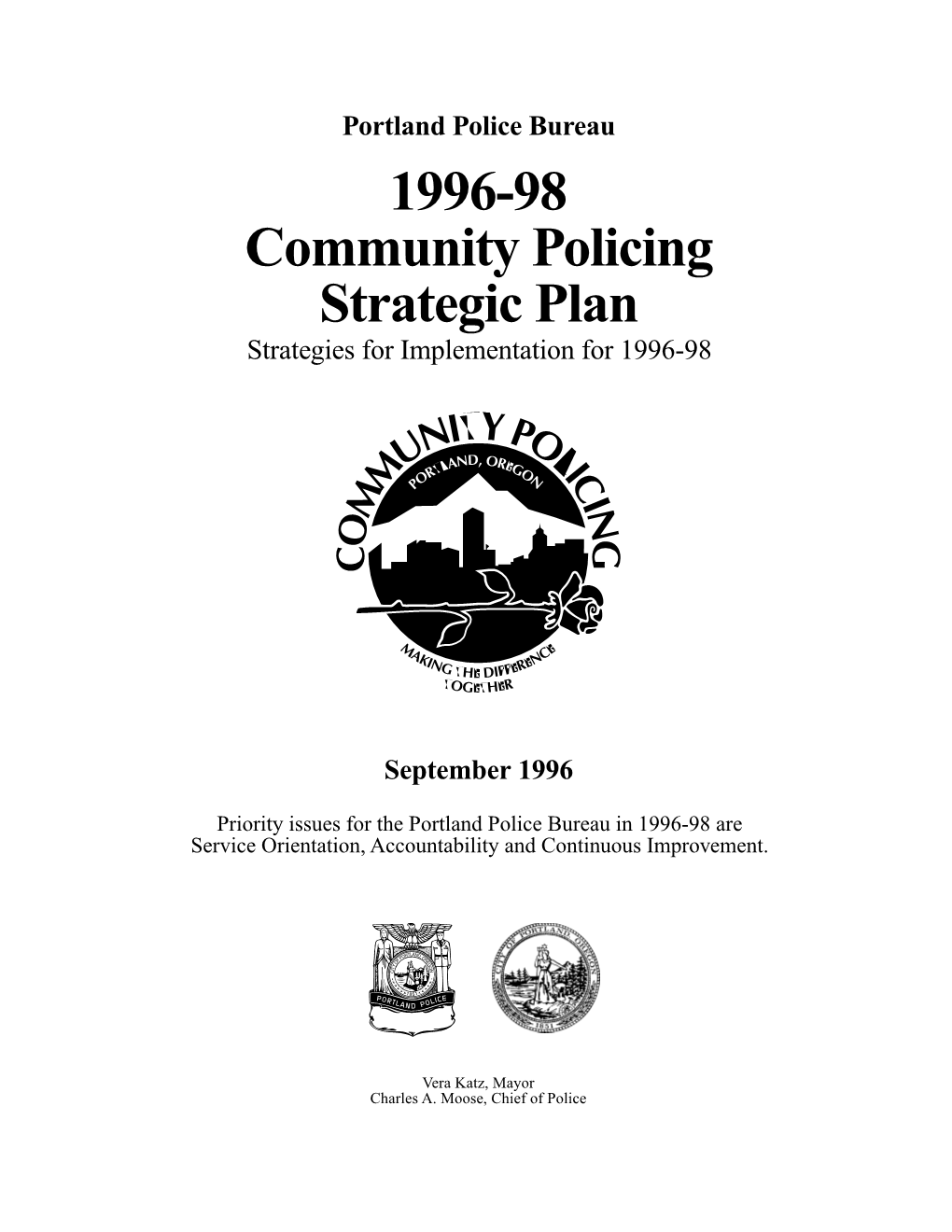 1996-1998 Community Policing Strategic Plan