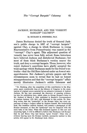 James Buchanan Denied the Truth of General Jack- Son's Public Charge