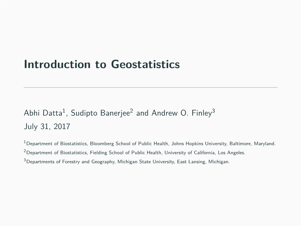 Introduction to Geostatistics