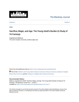 The Young Adult's Burden (A Study of YA Fantasy)