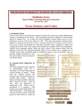 Texas Statutes and Codes Pathfinder