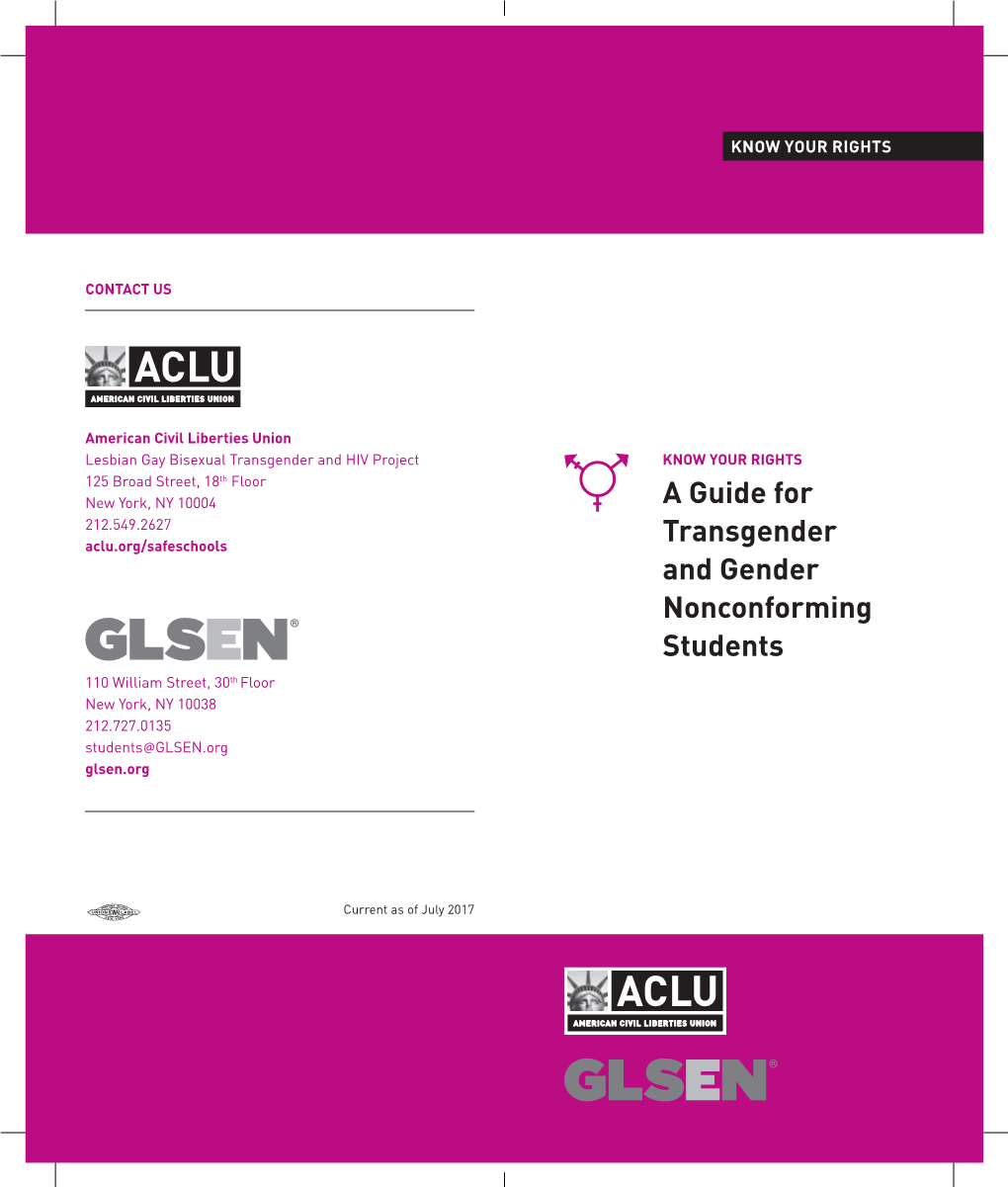 A Guide for Transgender and Gender Nonconforming Students