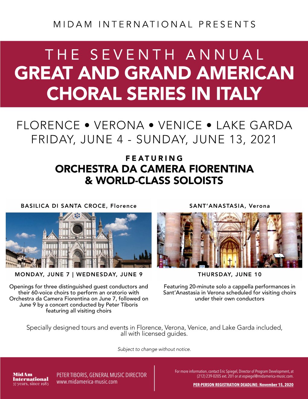 Great and Grand American Choral Series in Italy