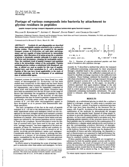 Portage of Various Compounds Into Bacteria by Attachment to Glycine Residues in Peptides