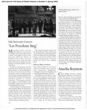 Fisk University Concert: 'Let Freedom Sing'