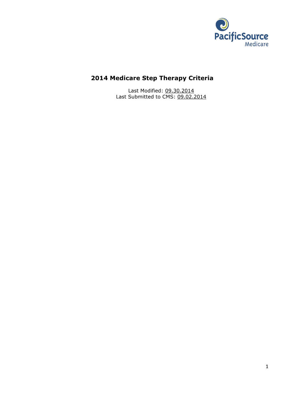 2014 Medicare Step Therapy Criteria