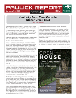 SPECIAL JANUARY Kentucky Farm Time Capsule: Stoner Creek Stud by Joe Nevills