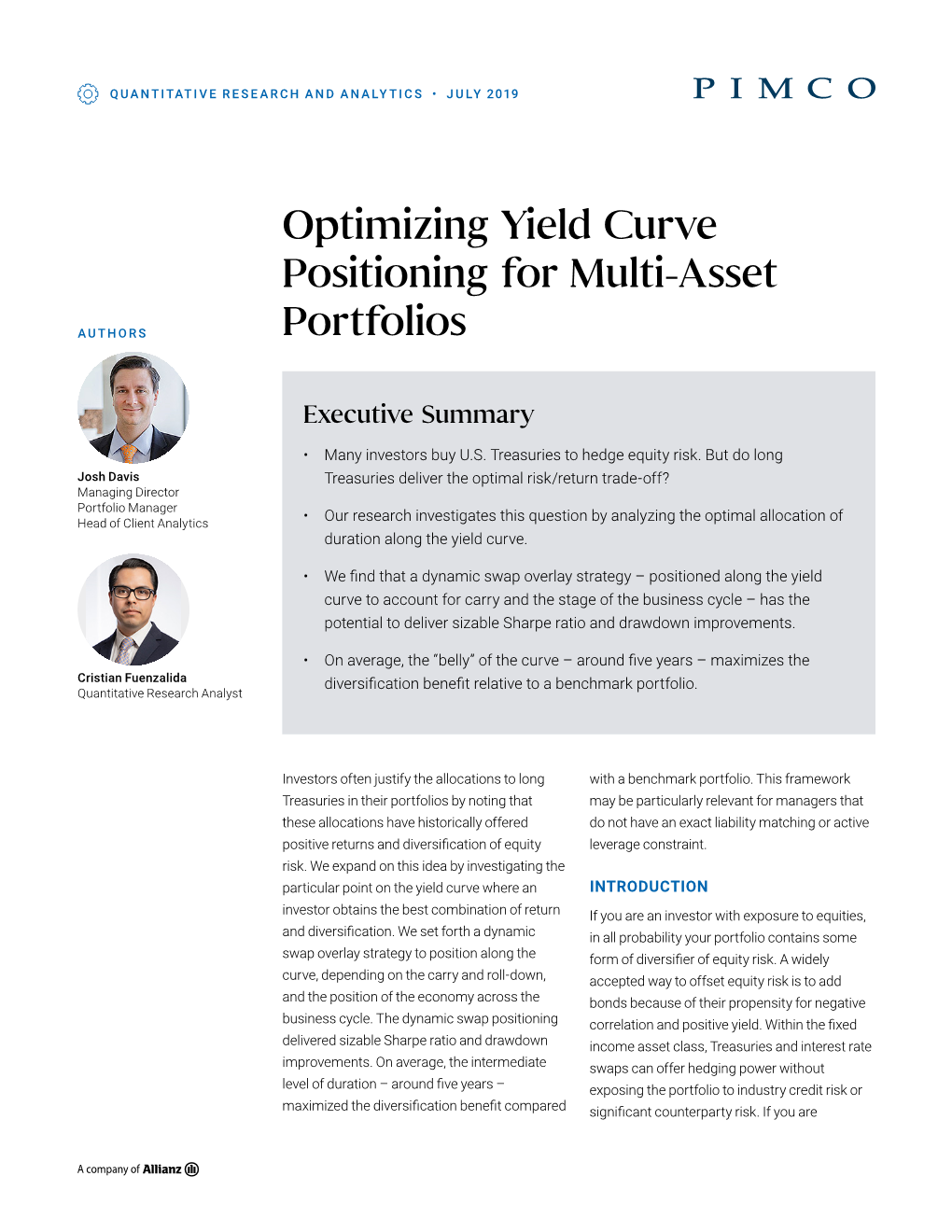Optimizing Yield Curve Positioning for Multi-Asset Portfolios