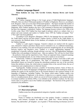 Tsakhur Language Report Elena Kalinina (In Coop