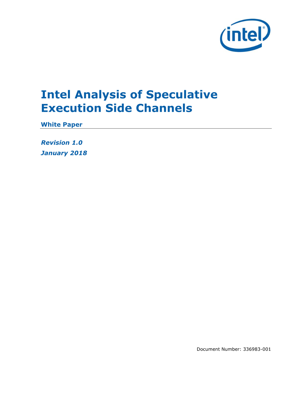 Intel Analysis of Speculative Execution Side Channels
