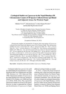 Cytological Studies on Cyperaceae in the Nepal Himalaya III