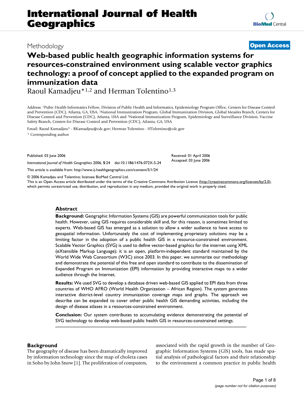 Web-Based Public Health Geographic Information Systems for Resources