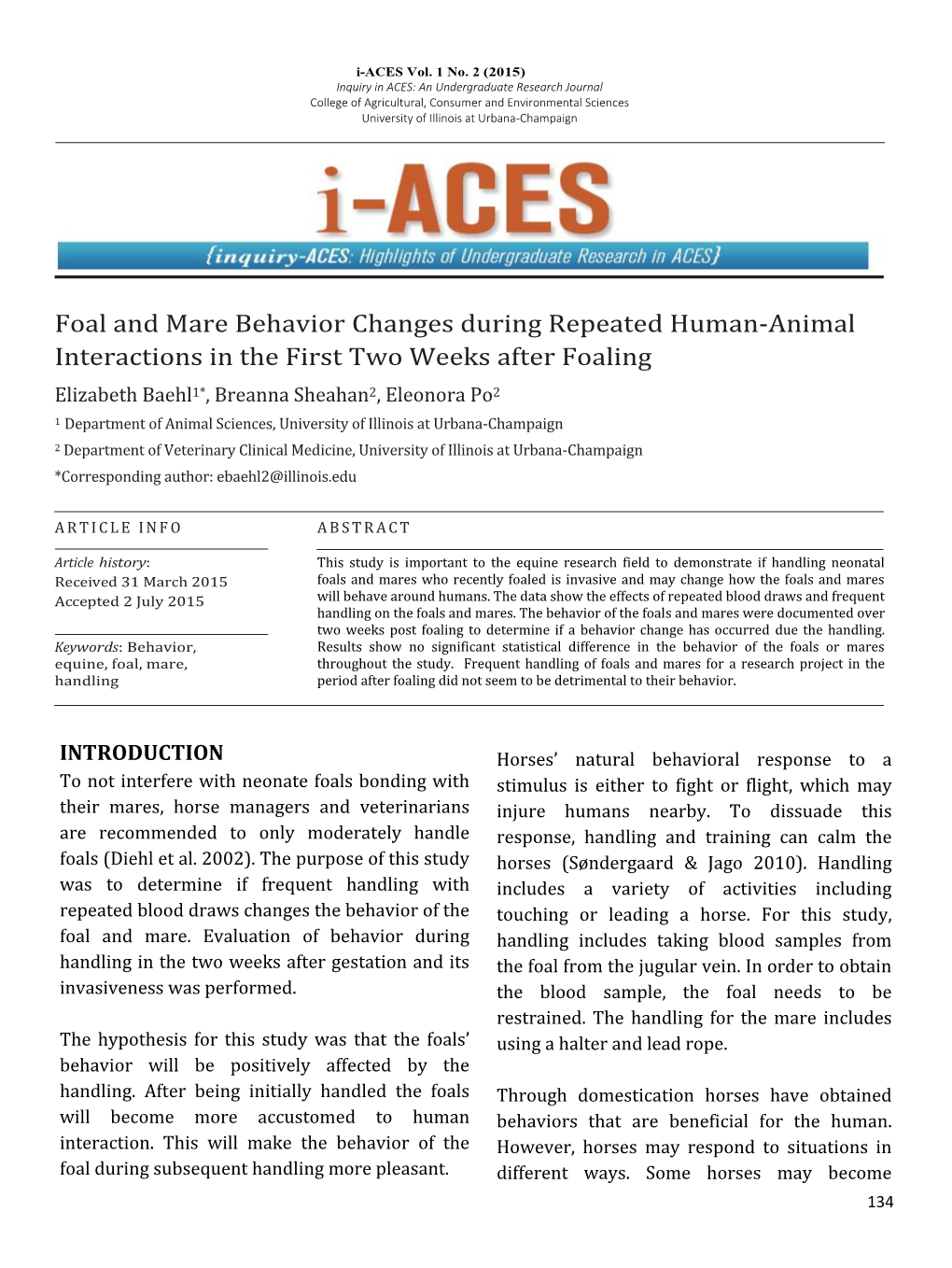 Foal and Mare Behavior Changes During Repeated Human-Animal