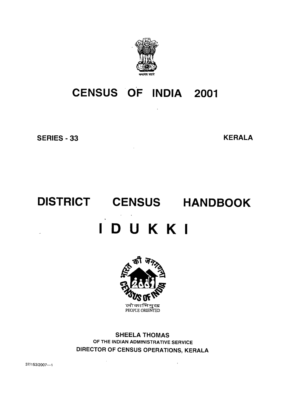 District Census Handbook, Idukki, Part XII-A & B, Series-33