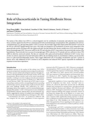 Role of Glucocorticoids in Tuning Hindbrain Stress Integration
