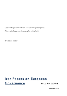 Icer Papers on European Governance Vol.I, No