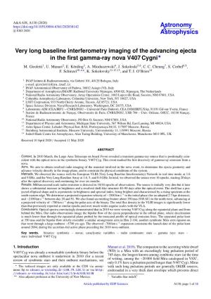 Very Long Baseline Interferometry Imaging of the Advancing Ejecta in the ﬁrst Gamma-Ray Nova V407 Cygni? M