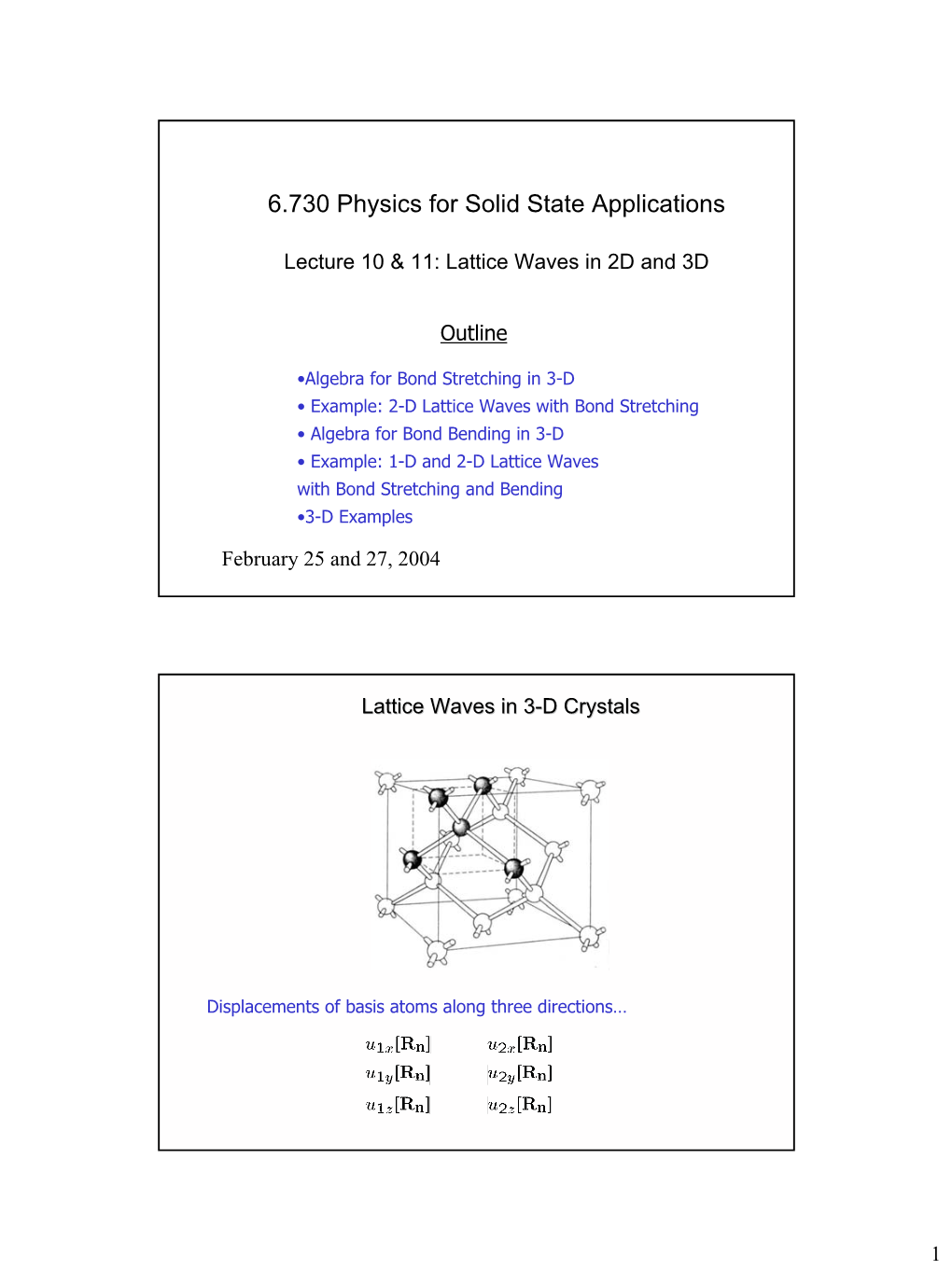 Lecture 10 & 11: Lattice Waves In 2D And 3D - DocsLib