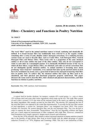 Fibre - Chemistry and Functions in Poultry Nutrition