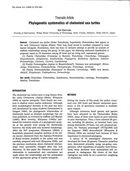 Thematic Article Phylogenetic Systematics of Chelonioid Sea Turtles