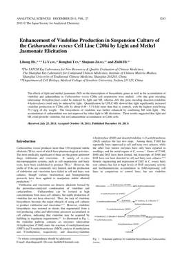 Enhancement of Vindoline Production in Suspension Culture of the Catharanthus Roseus Cell Line C20hi by Light and Methyl Jasmonate Elicitation