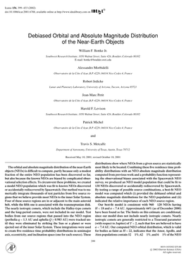 Debiased Orbital and Absolute Magnitude Distribution of the Near-Earth Objects