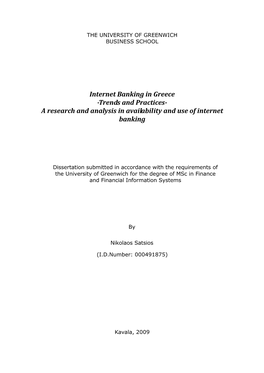 Internet Banking in Greece -Trends and Practices- a Research and Analysis in Availability and Use of Internet Banking