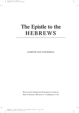 The Epistle to the HEBREWS