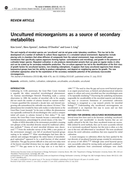 Uncultured Microorganisms As a Source of Secondary Metabolites