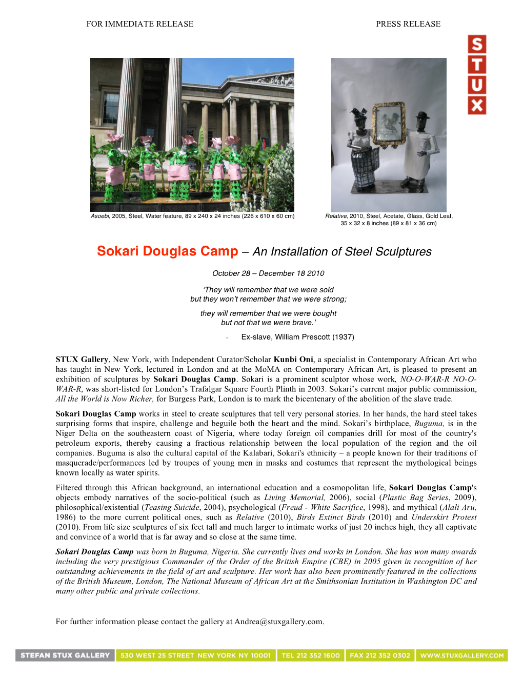 Sokari Douglas Camp – an Installation of Steel Sculptures