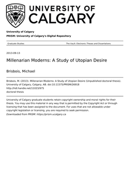 Millenarian Moderns: a Study of Utopian Desire