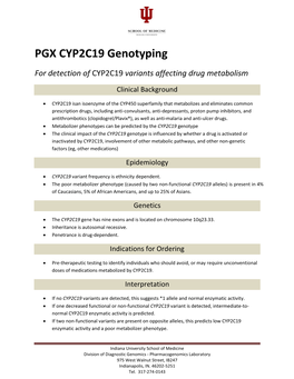PGX CYP2C19 Genotyping