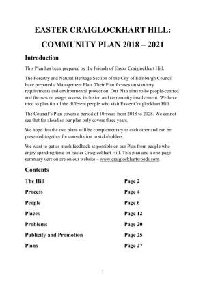 EASTER CRAIGLOCKHART HILL: COMMUNITY PLAN 2018 – 2021 Introduction