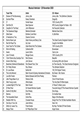 26 11 2020 Playlist