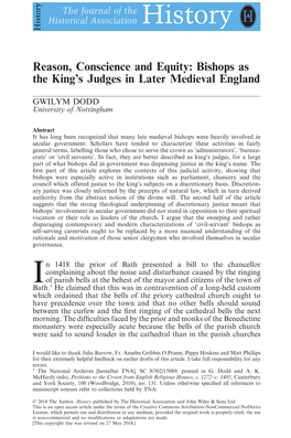 Bishops As the Kings Judges in Later Medieval England