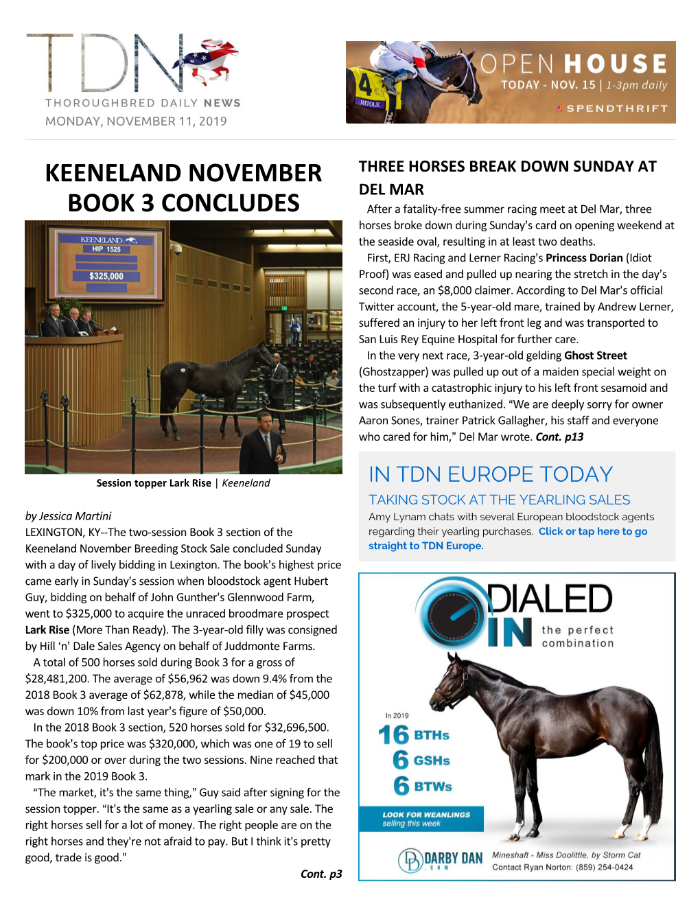 Keeneland November Book 3 Concludes