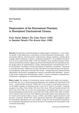 Degeneration of the Homosexual Phantasm in Normalised Czechoslovak Cinema