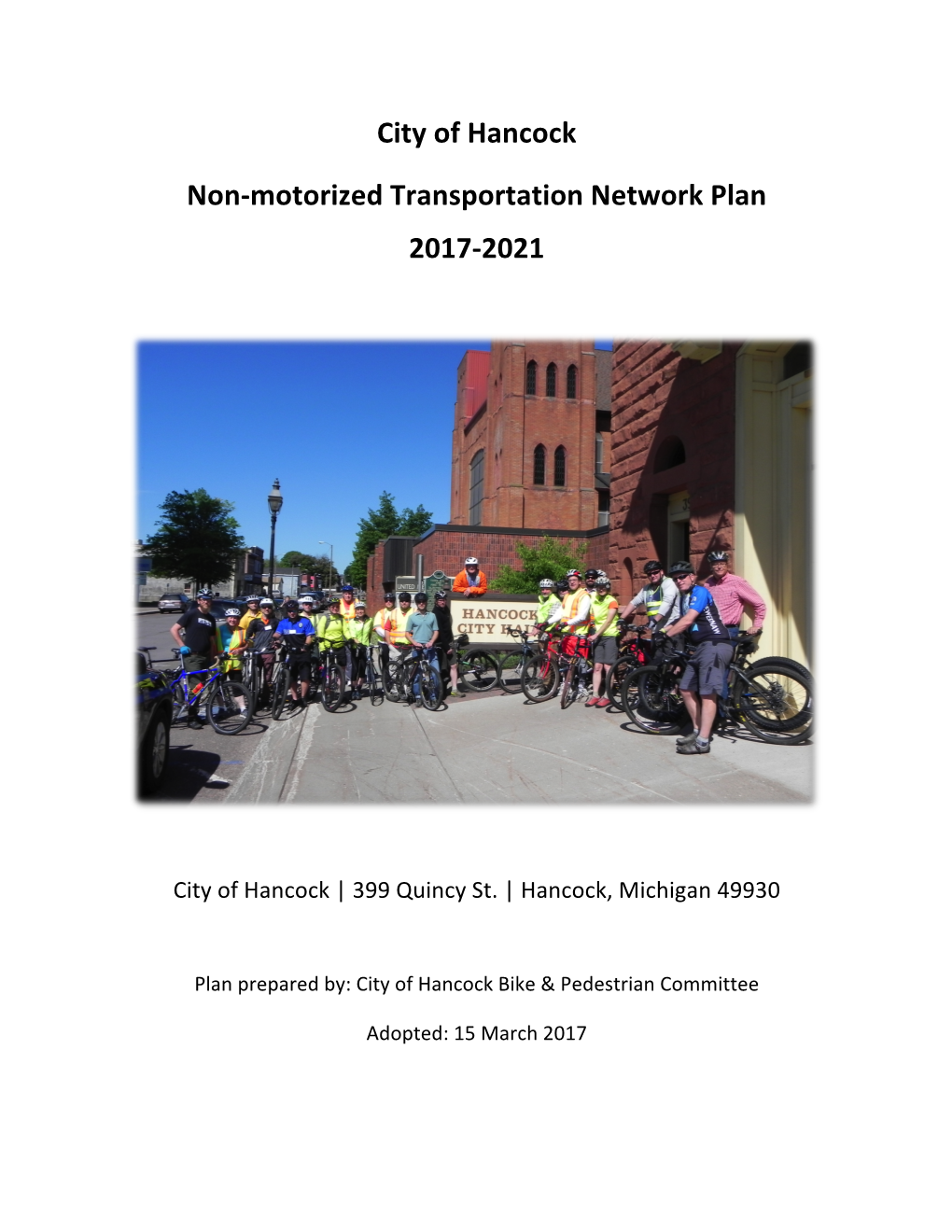 City of Hancock Non-‐Motorized Transportation Network Plan 2017