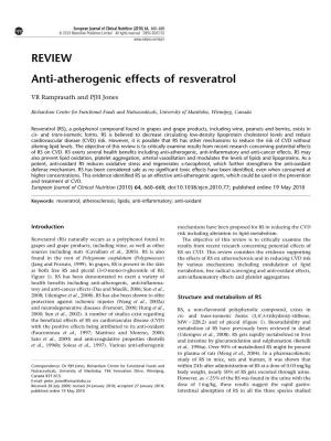 Anti-Atherogenic Effects of Resveratrol