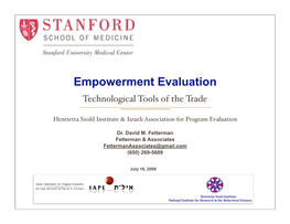 Empowerment Evaluation Technological Tools of the Trade
