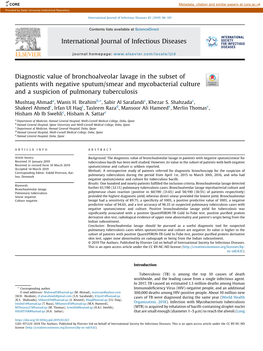 Diagnostic Value of Bronchoalveolar Lavage in the Subset of Patients With